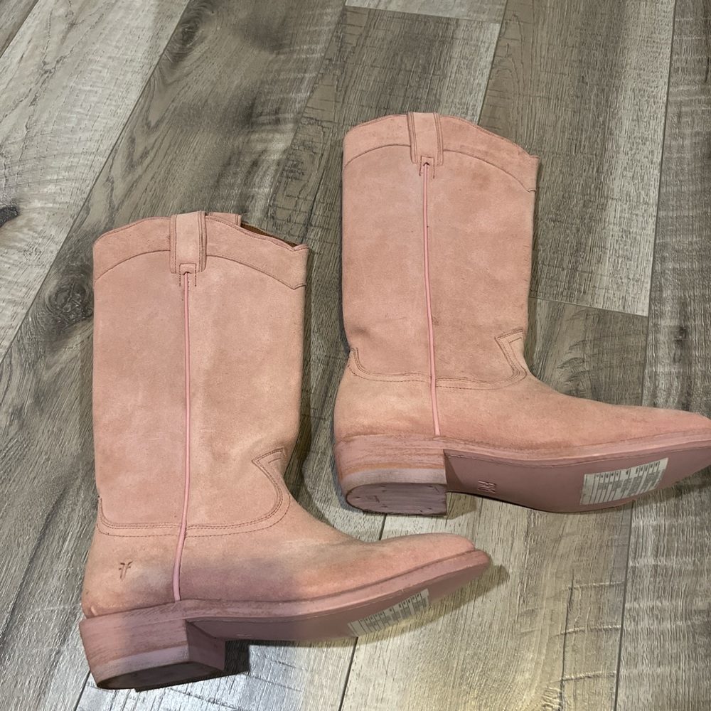 Frye Pink Suede Cowboy Boots - Picture 3 of 10